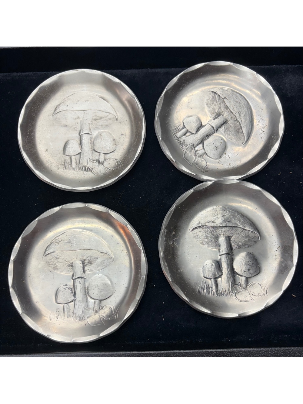 4 Handmade, Hammered, Aluminum 4.5” Coasters BY WENDELL AUGUST FORGE